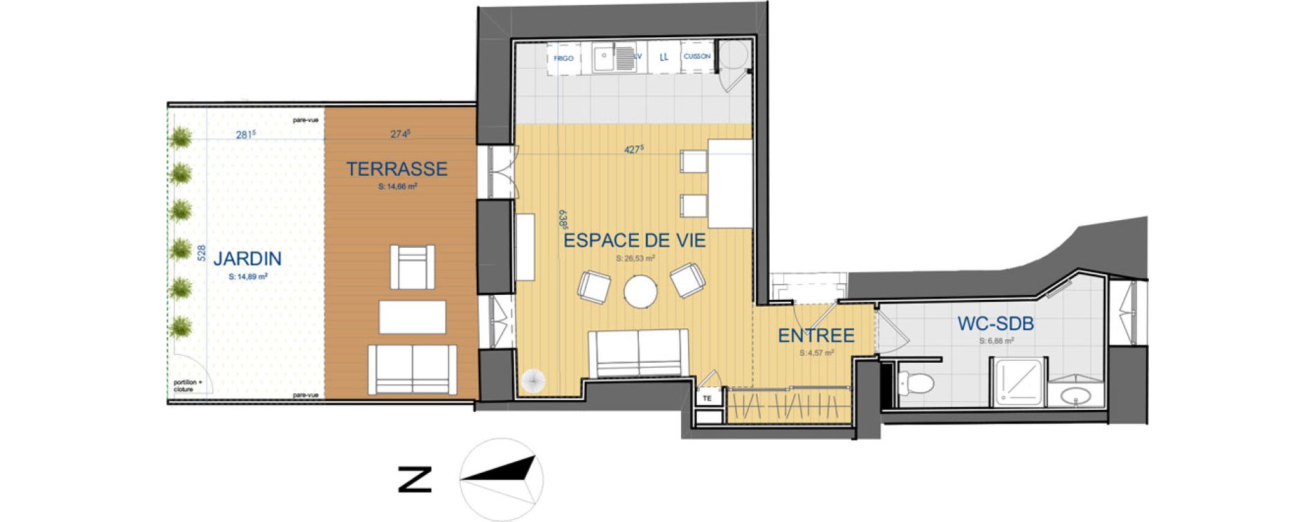 Appartement T1 de 37,98 m2 &agrave; Carcassonne Centre ville