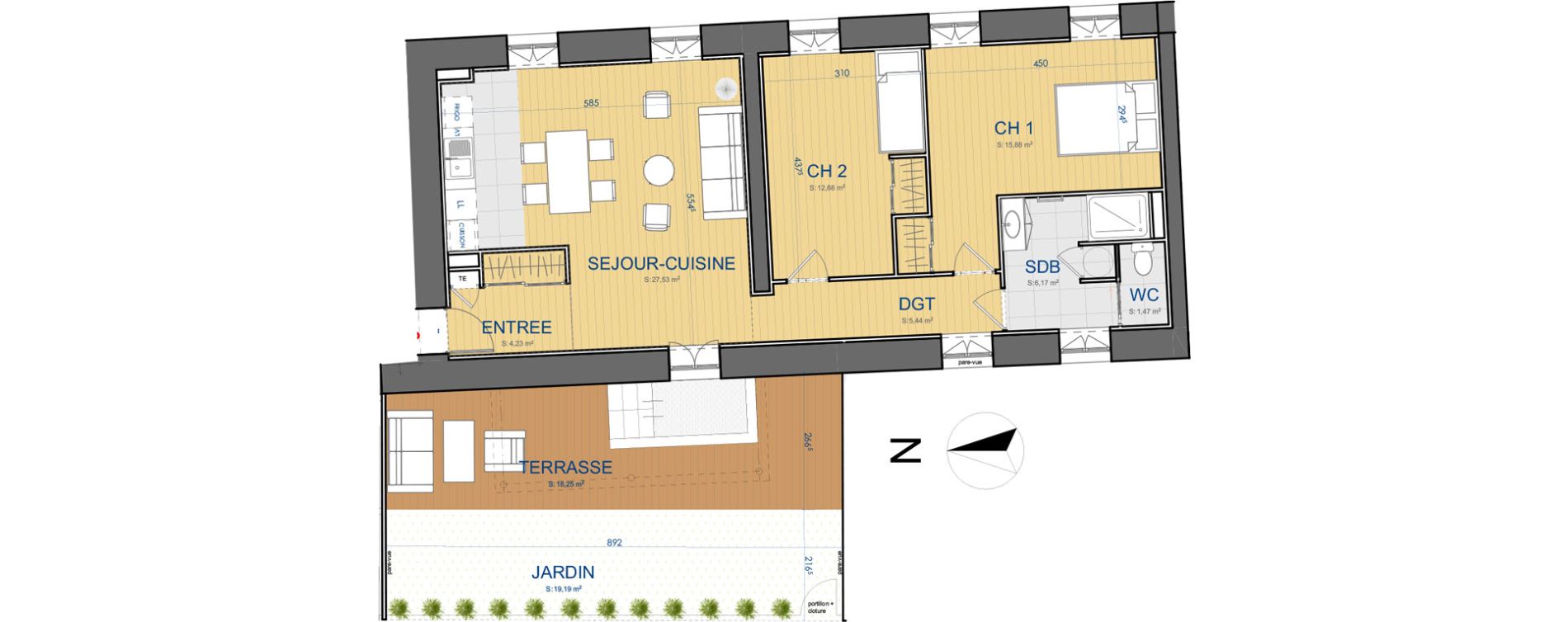 Appartement T3 de 73,40 m2 &agrave; Carcassonne Centre ville