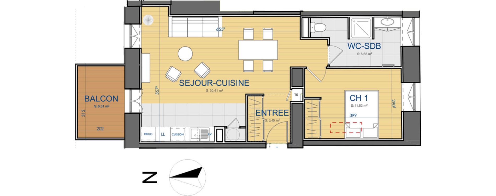 Appartement T2 de 52,03 m2 &agrave; Carcassonne Centre ville