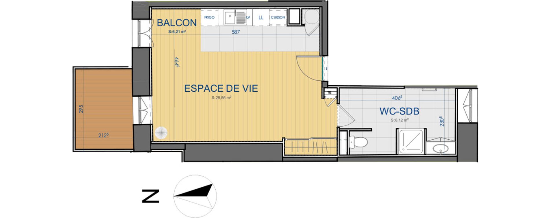 Appartement T1 de 36,98 m2 &agrave; Carcassonne Centre ville