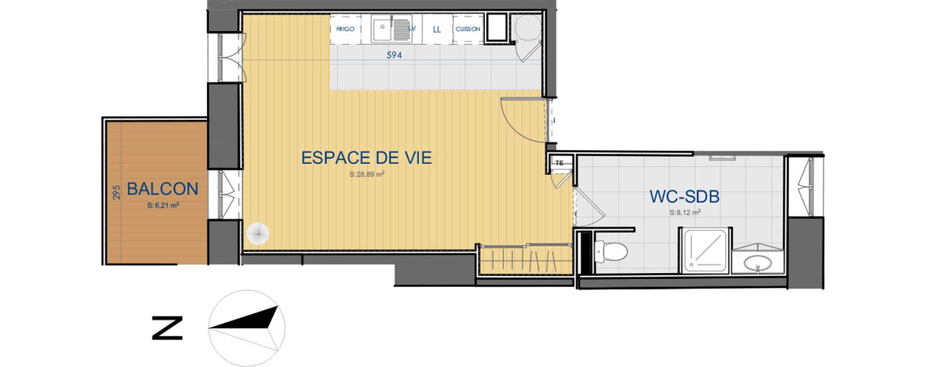 Appartement T1 de 37,01 m2 &agrave; Carcassonne Centre ville