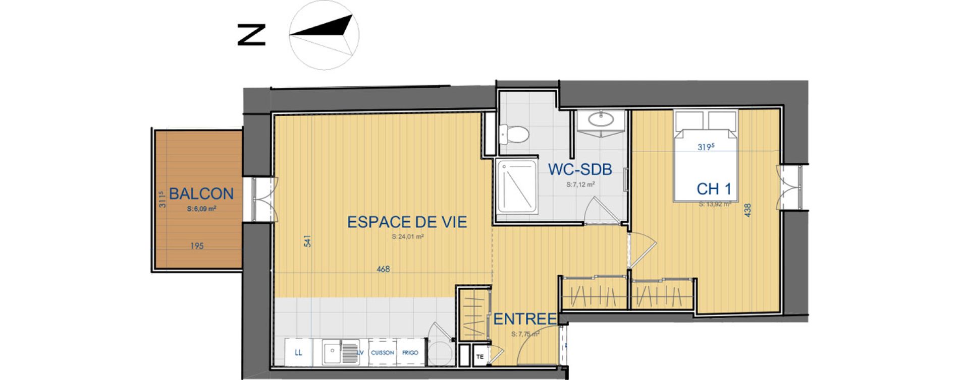 Appartement T2 de 52,80 m2 &agrave; Carcassonne Centre ville