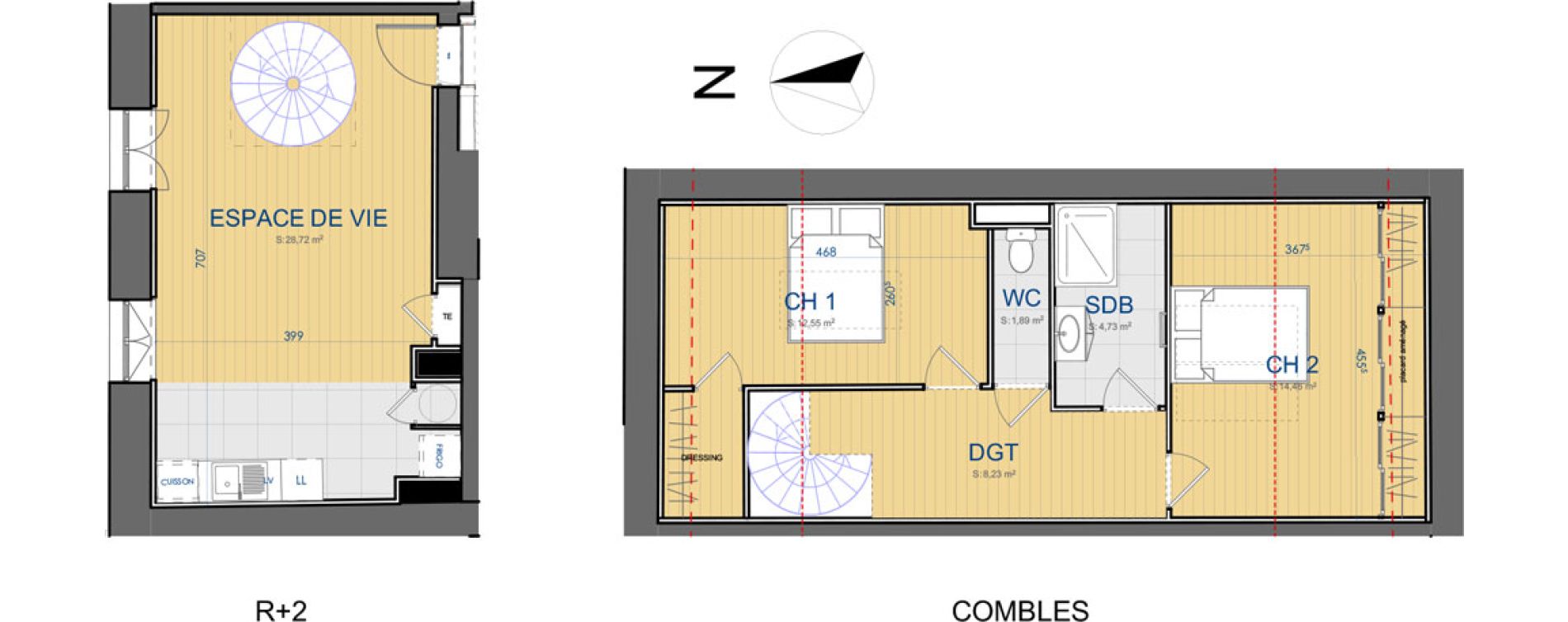 Duplex T3 de 70,58 m2 &agrave; Carcassonne Centre ville