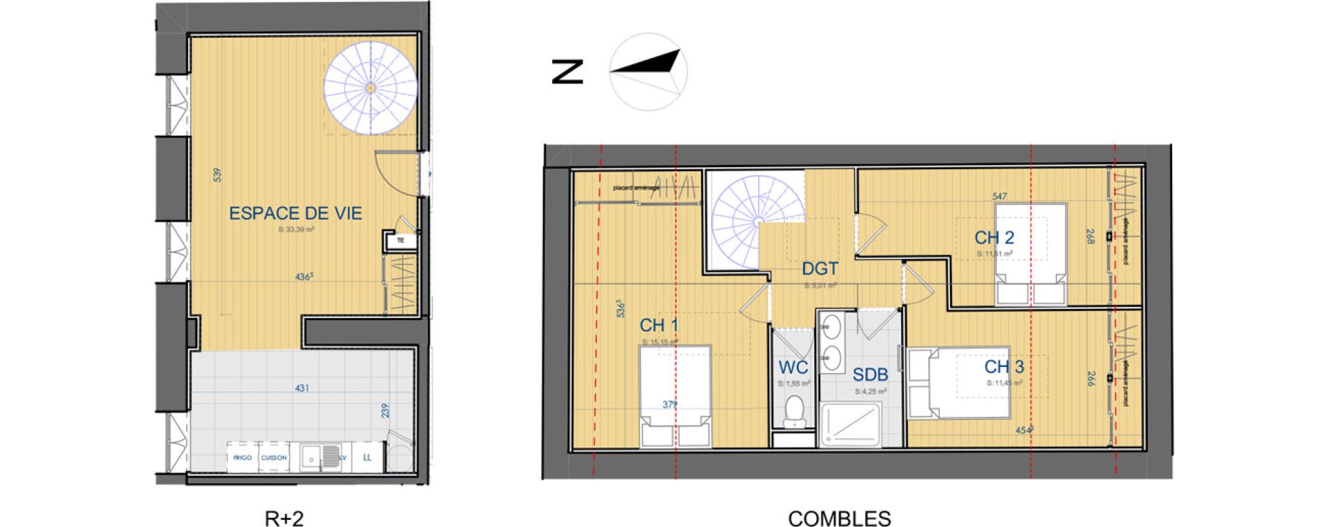 Duplex T4 de 82,31 m2 &agrave; Carcassonne Centre ville