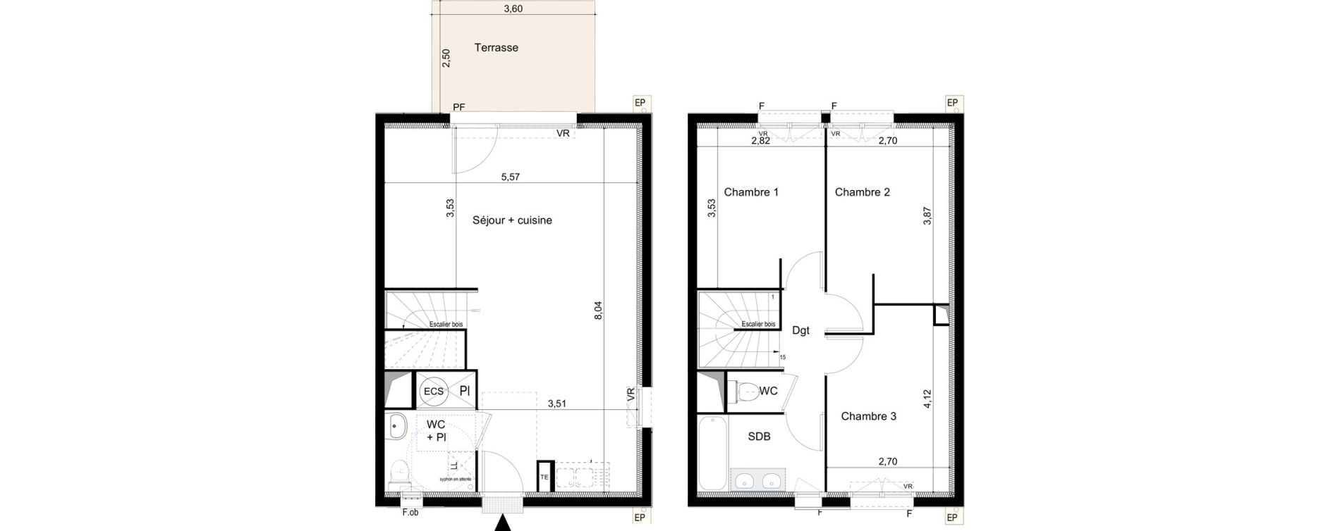 Maison T4 de 80,30 m2 &agrave; Castelnaudary Centre