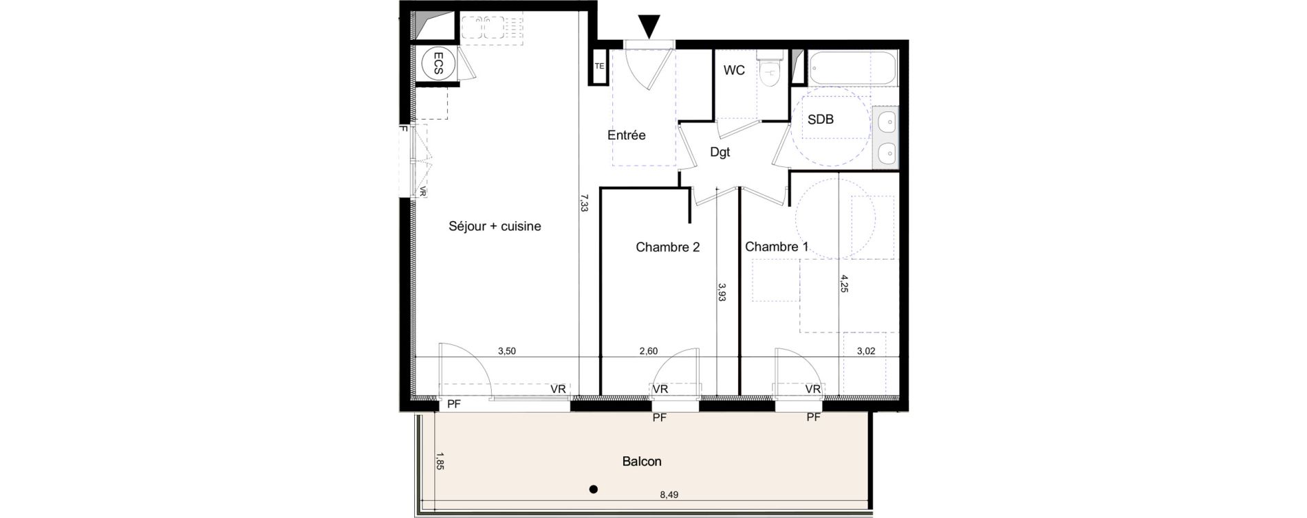 Appartement T3 de 61,00 m2 &agrave; Castelnaudary Centre