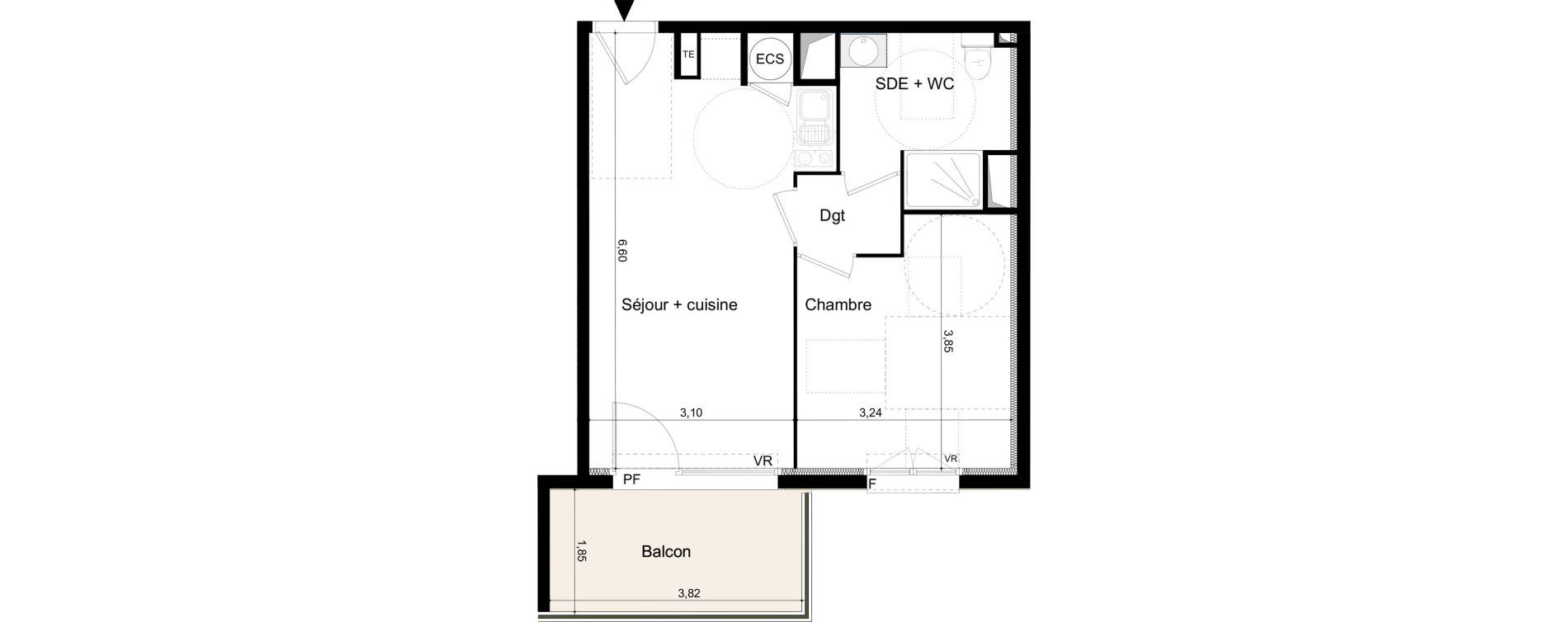 Appartement T2 de 40,20 m2 &agrave; Castelnaudary Centre