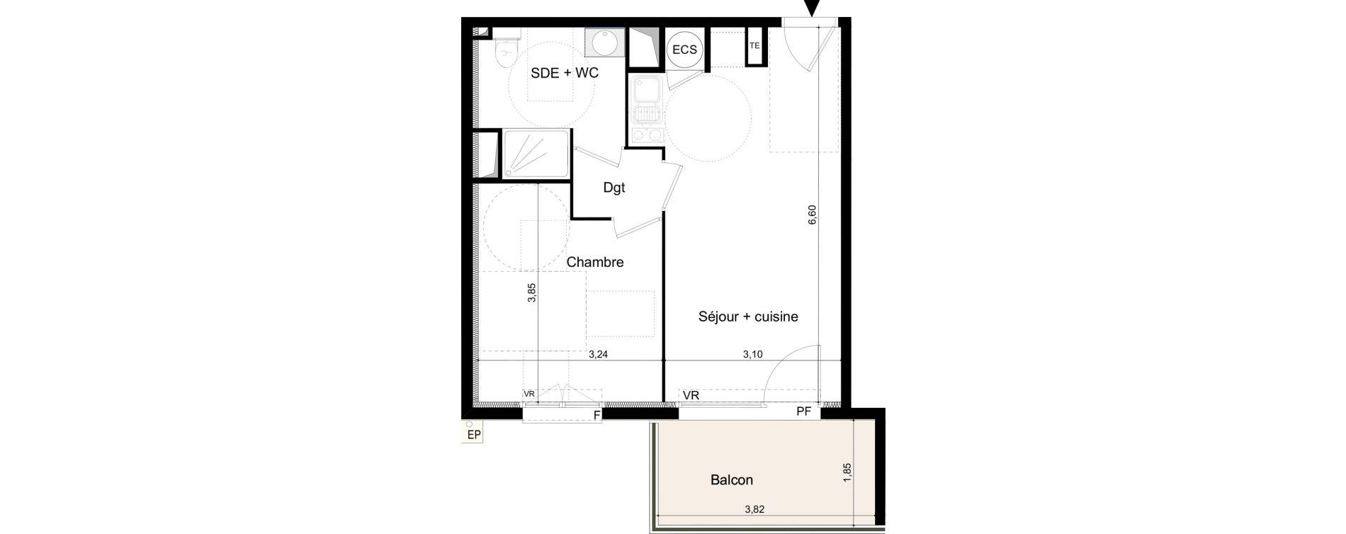 Appartement T2 de 40,20 m2 &agrave; Castelnaudary Centre