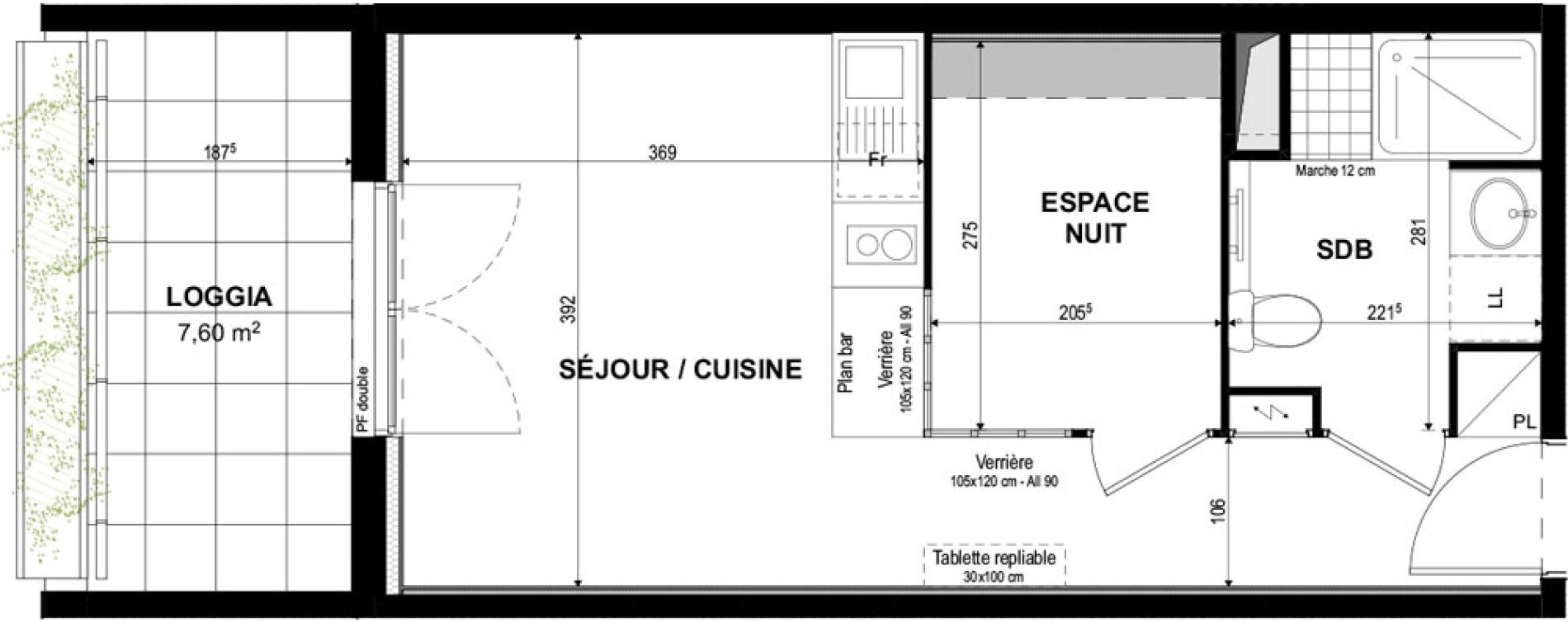Appartement T1 bis de 30,32 m2 &agrave; Castelnaudary Centre