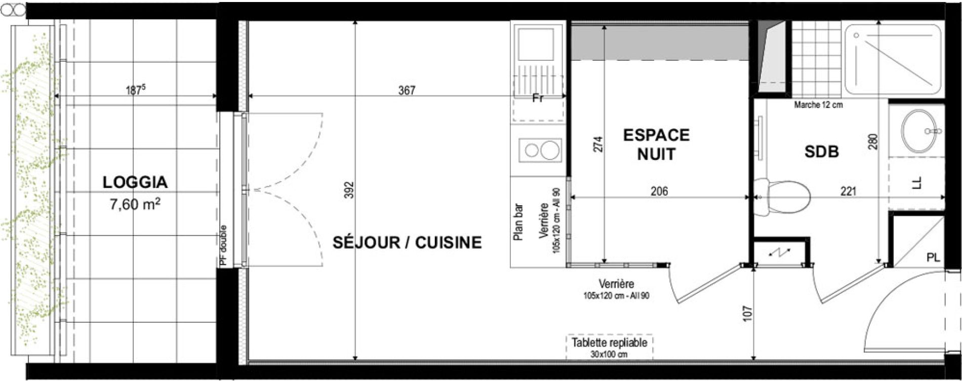 Appartement T1 bis de 30,23 m2 &agrave; Castelnaudary Centre