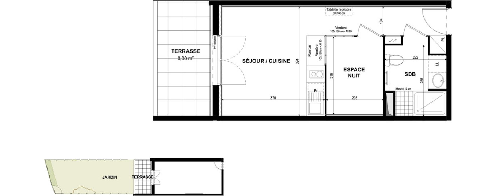 Appartement T1 bis de 30,56 m2 &agrave; Castelnaudary Centre