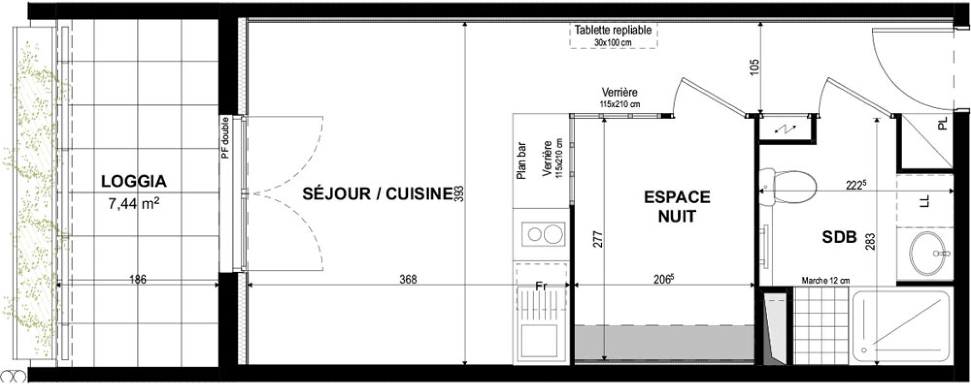 Appartement T1 bis de 30,48 m2 &agrave; Castelnaudary Centre