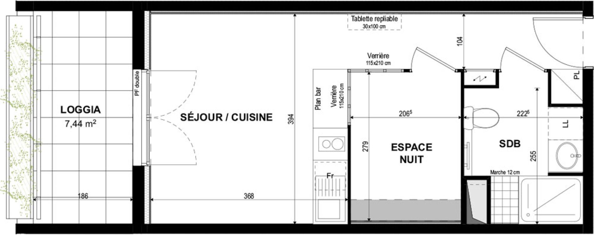 Appartement T1 bis de 30,45 m2 &agrave; Castelnaudary Centre