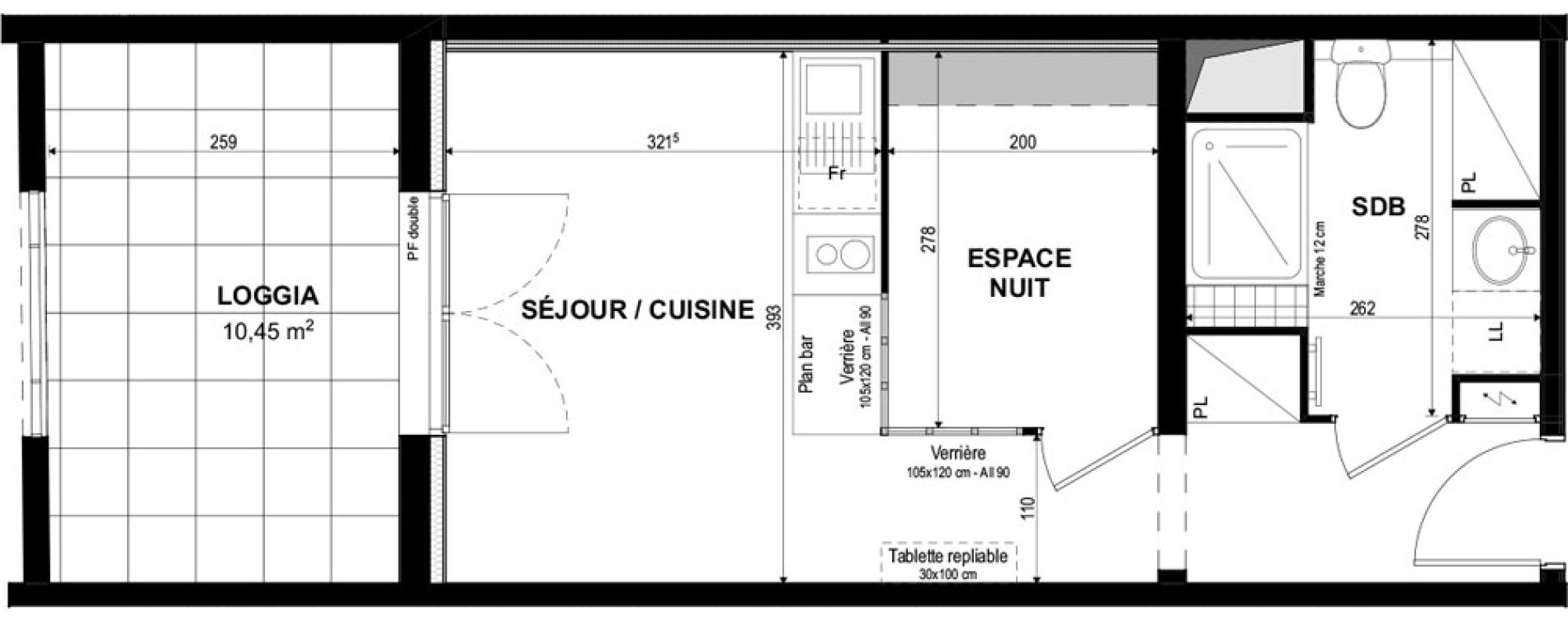 Appartement T1 bis de 30,22 m2 &agrave; Castelnaudary Centre
