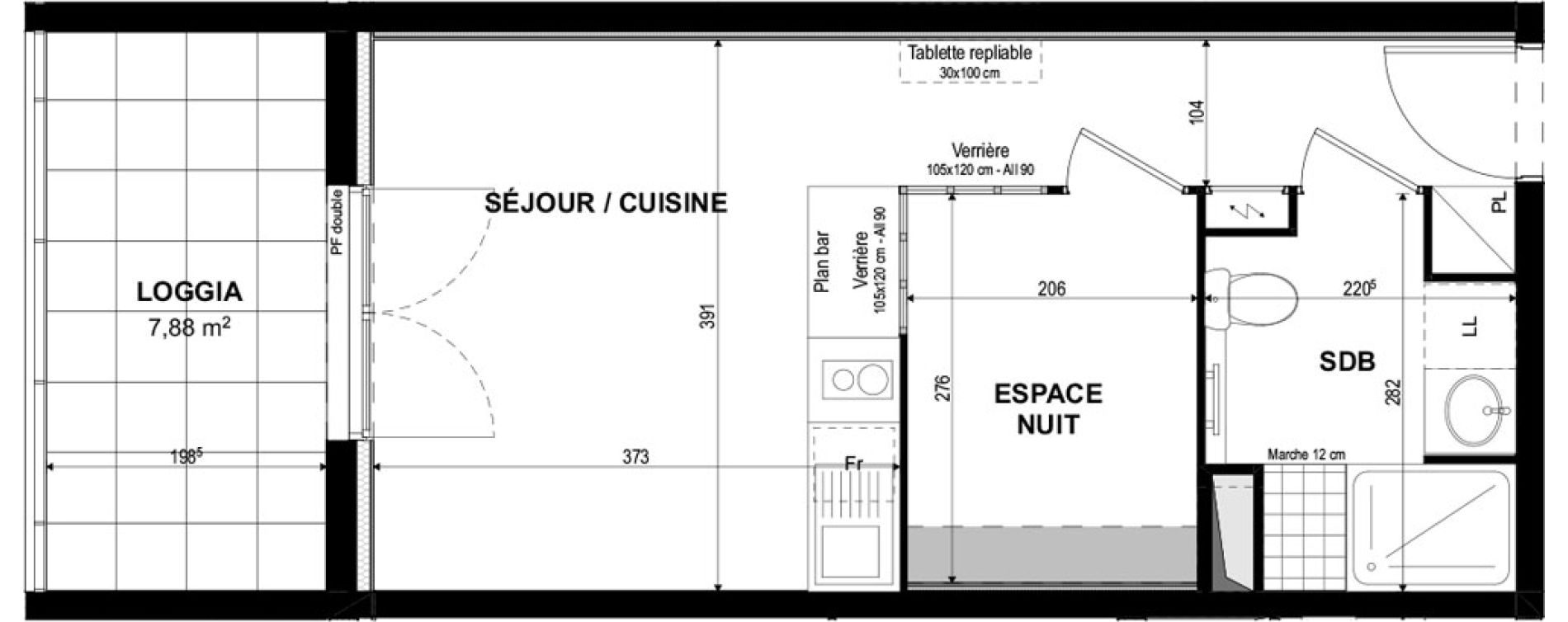 Appartement T1 bis de 30,40 m2 &agrave; Castelnaudary Centre