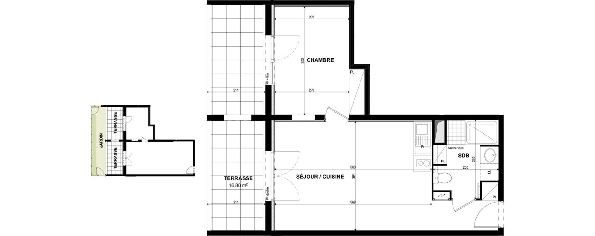 Appartement T2 de 42,52 m2 &agrave; Castelnaudary Centre