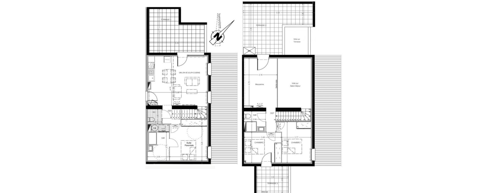 Duplex T4 de 93,00 m2 &agrave; Leucate Centre
