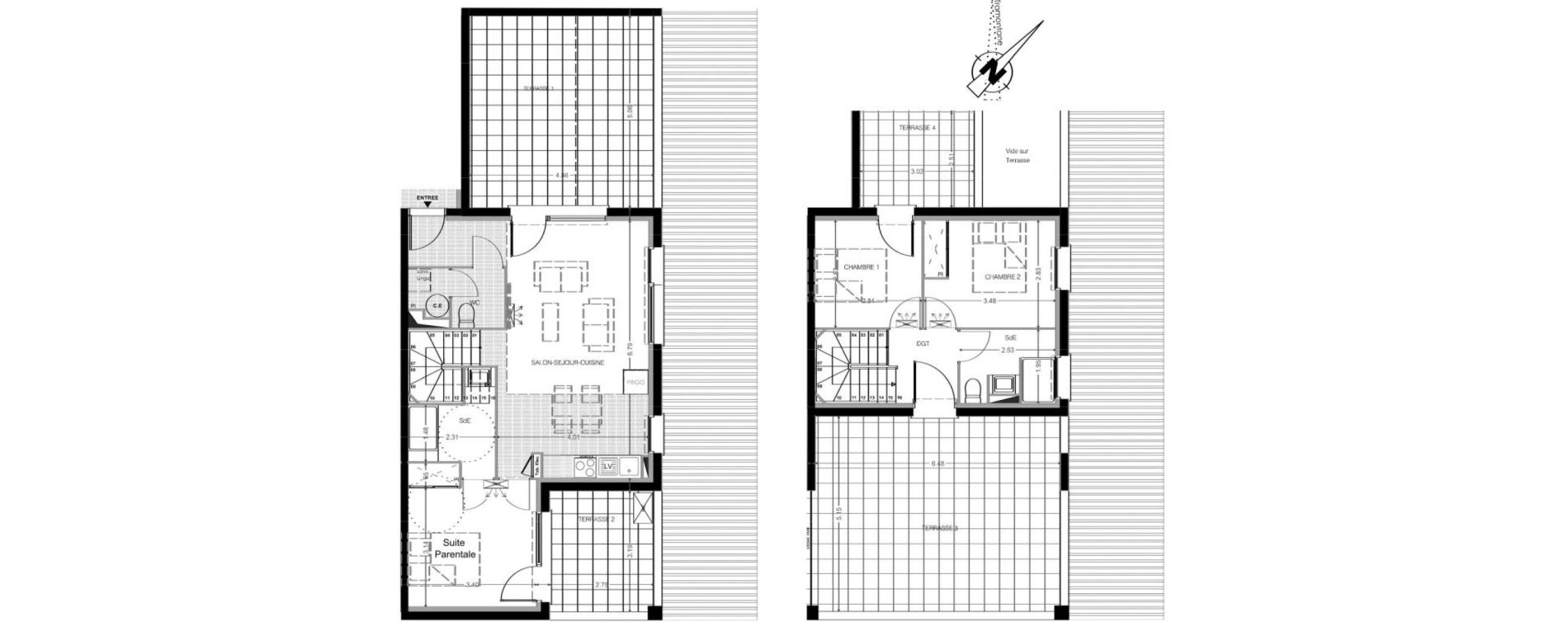 Duplex T4 de 76,00 m2 &agrave; Leucate Centre