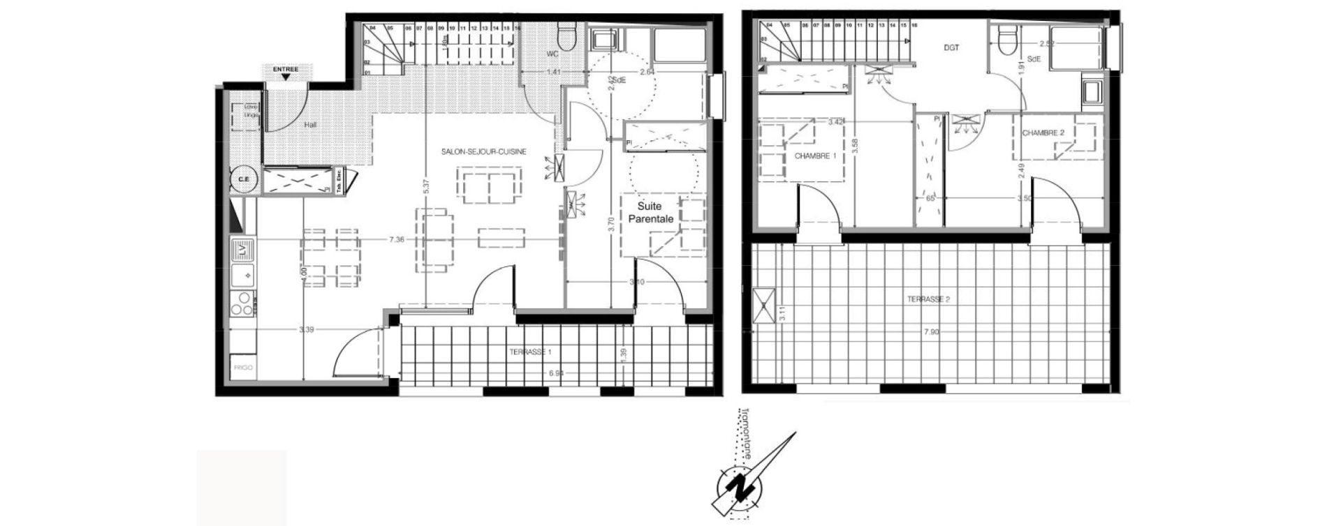 Duplex T4 de 94,00 m2 &agrave; Leucate Centre