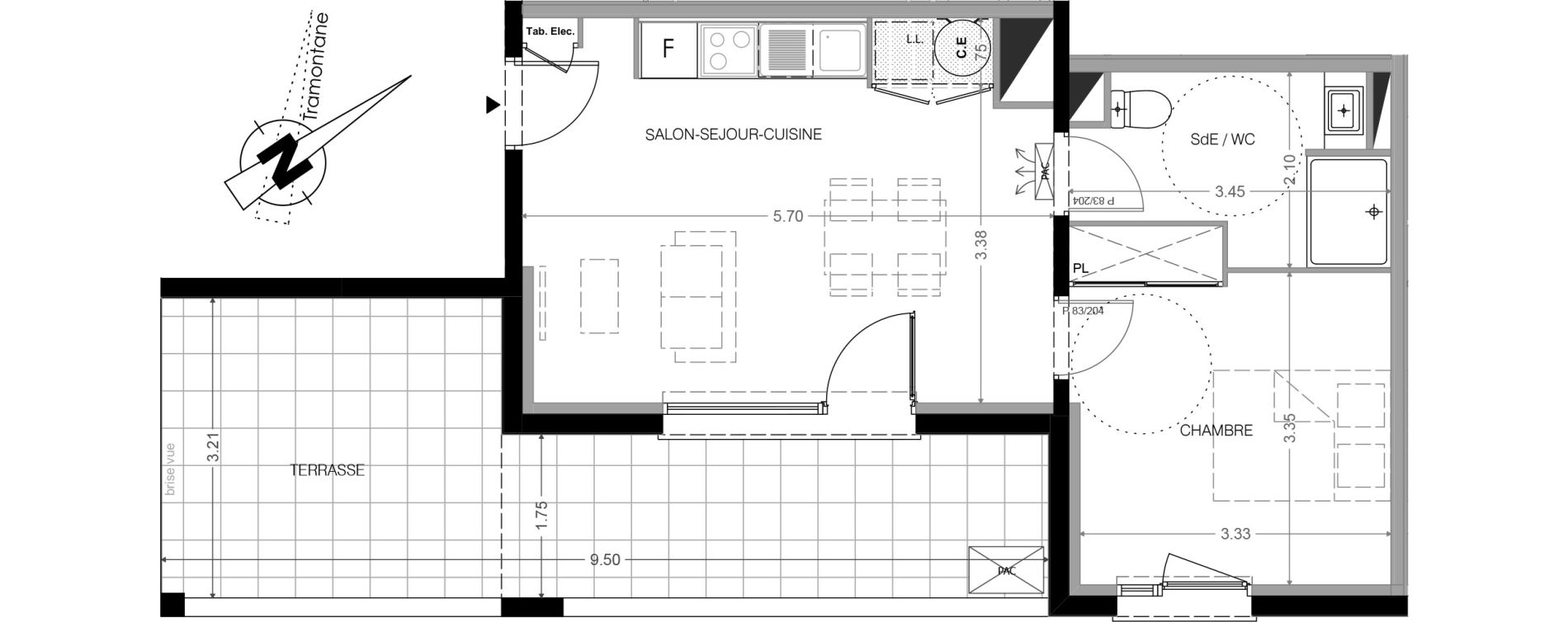 Appartement T2 de 41,00 m2 &agrave; Leucate Centre