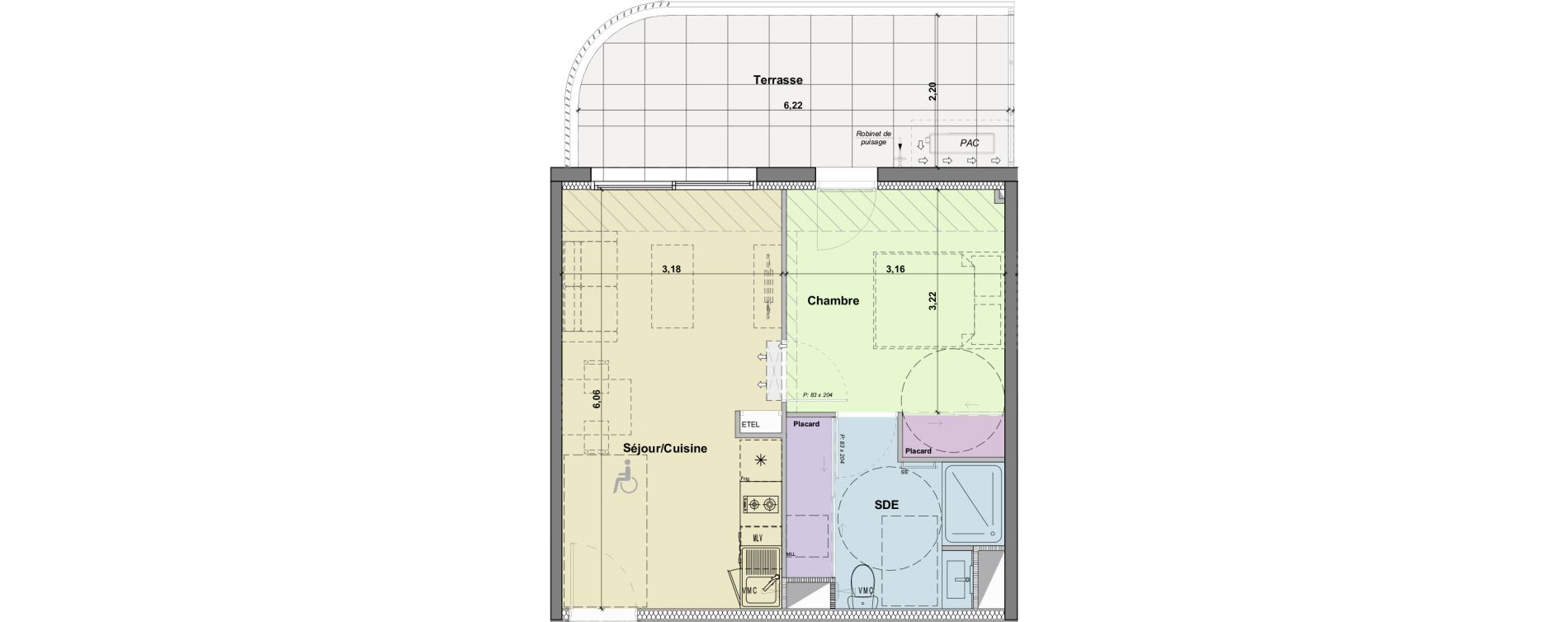 Appartement T2 de 37,10 m2 &agrave; Narbonne Horte neuve