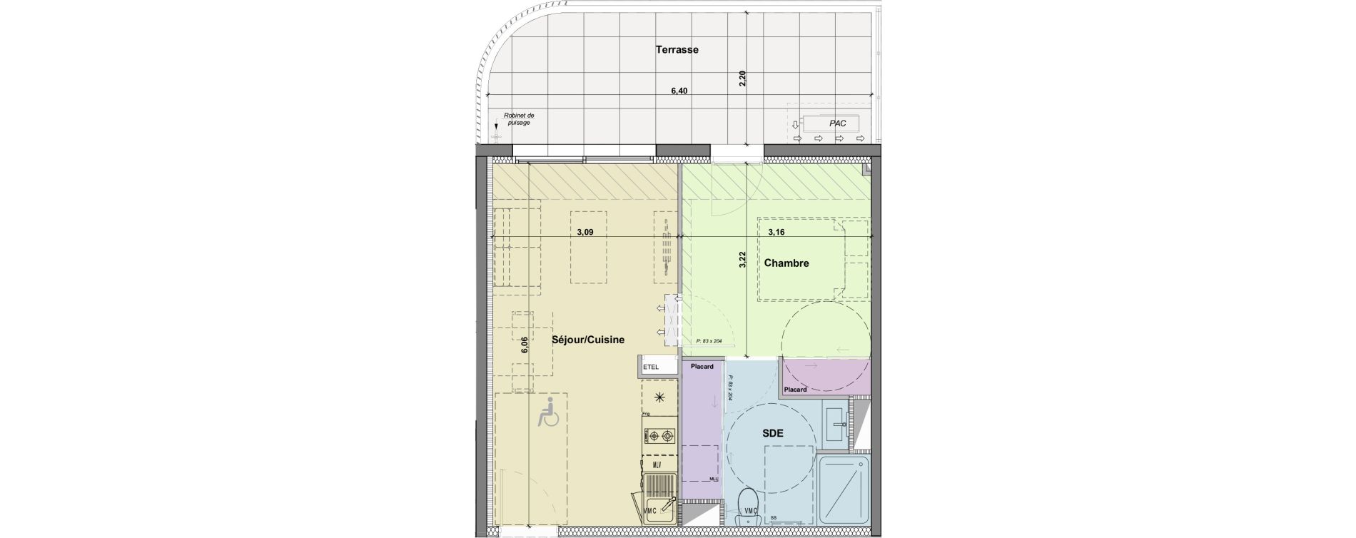 Appartement T2 de 36,62 m2 &agrave; Narbonne Horte neuve