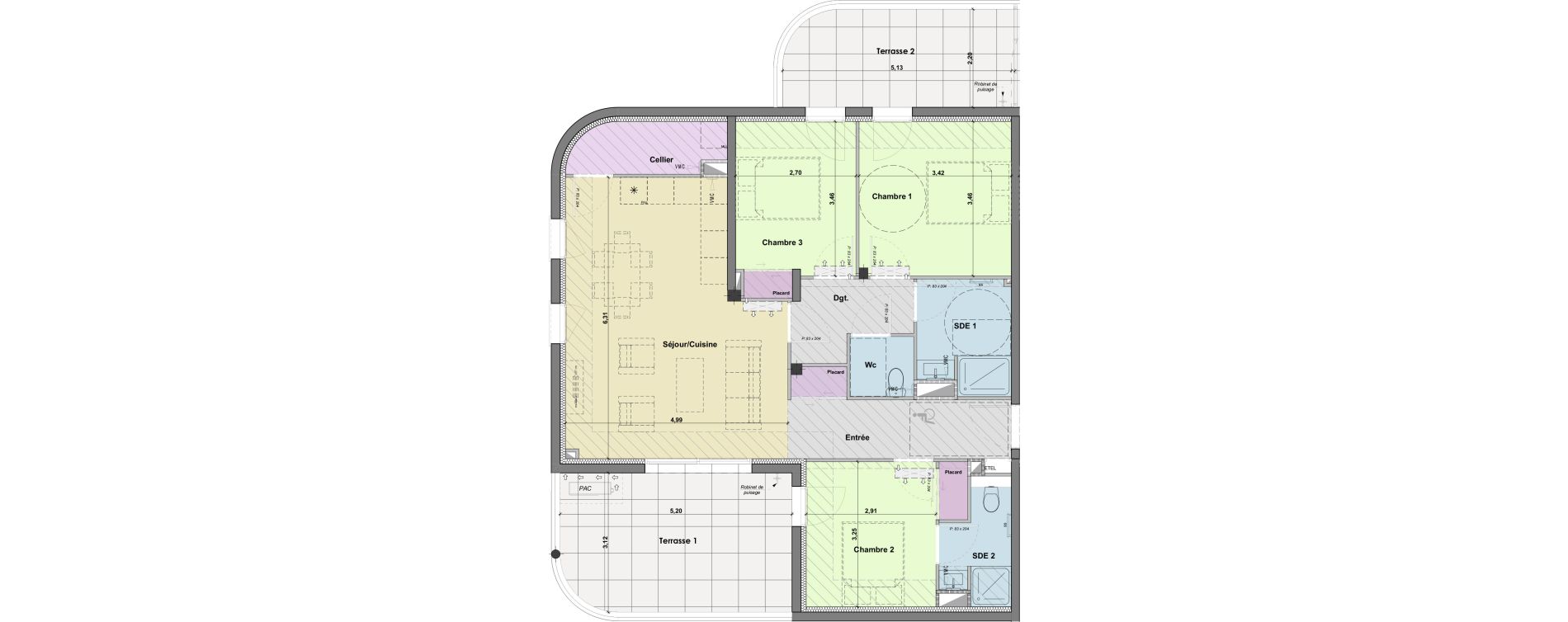 Appartement T4 de 85,61 m2 &agrave; Narbonne Horte neuve