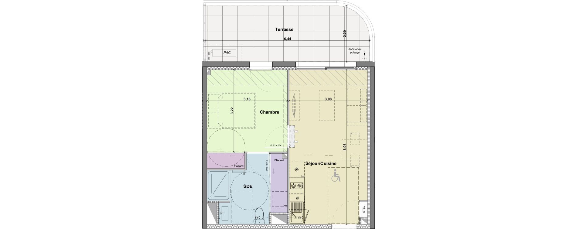 Appartement T2 de 36,41 m2 &agrave; Narbonne Horte neuve