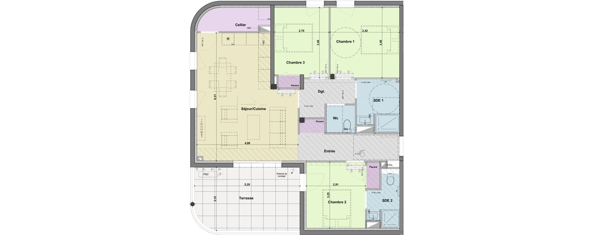 Appartement T4 de 85,60 m2 &agrave; Narbonne Horte neuve