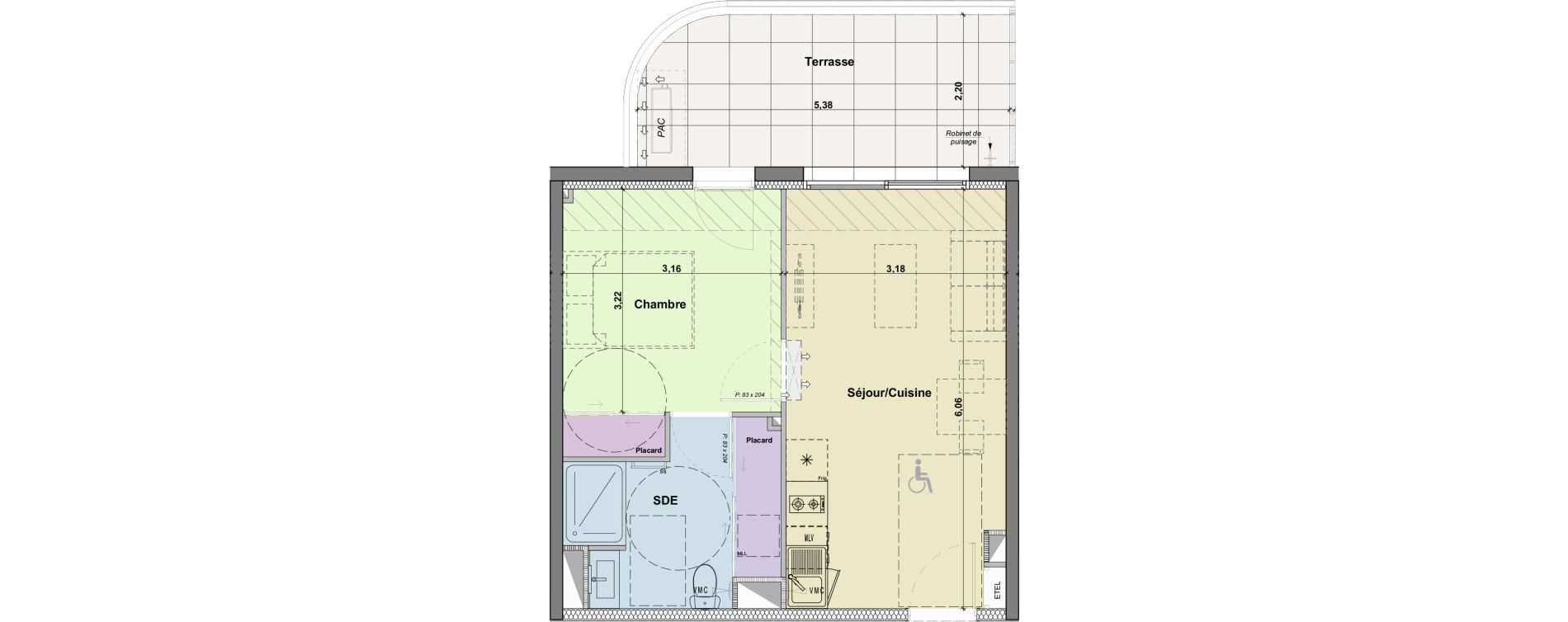 Appartement T2 de 37,03 m2 &agrave; Narbonne Horte neuve