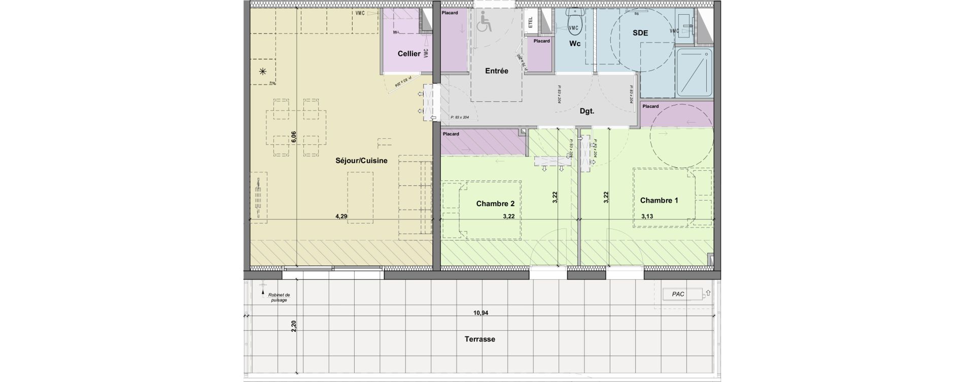 Appartement T3 de 62,30 m2 &agrave; Narbonne Horte neuve