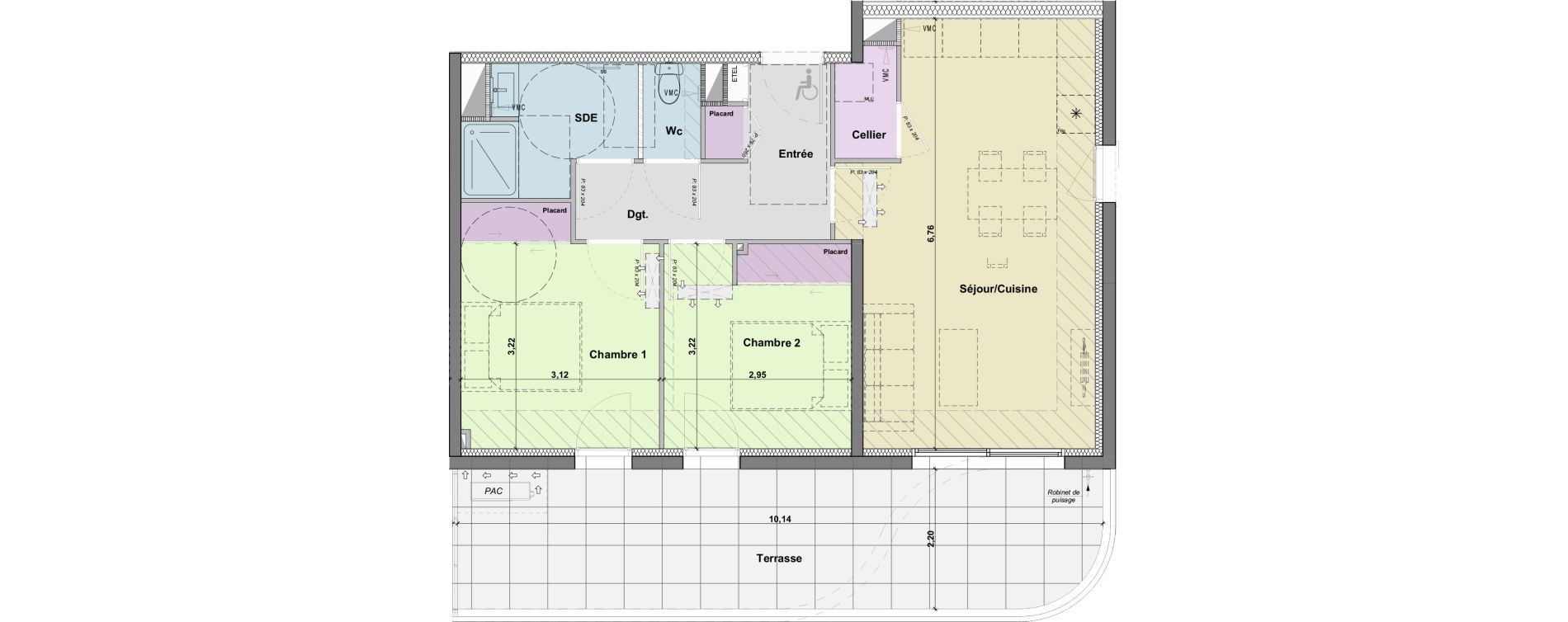Appartement T3 de 59,58 m2 &agrave; Narbonne Horte neuve