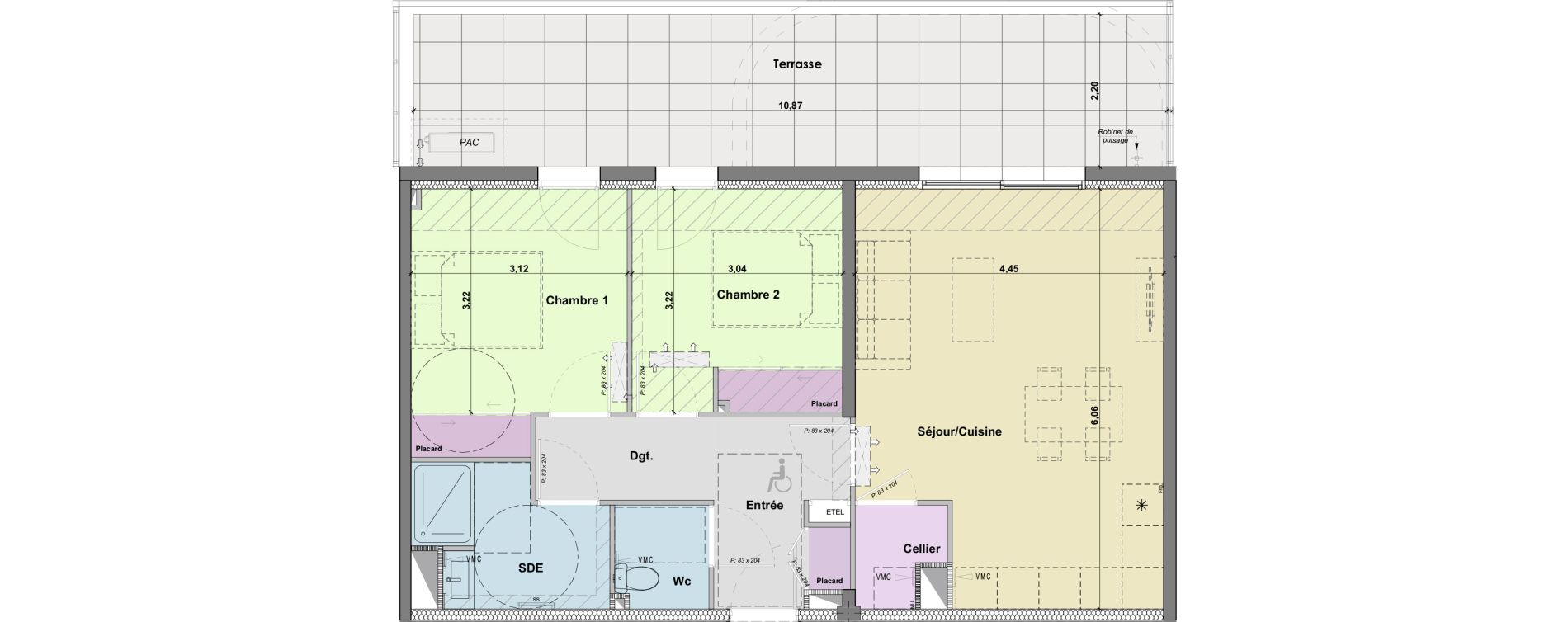 Appartement T3 de 62,32 m2 &agrave; Narbonne Horte neuve