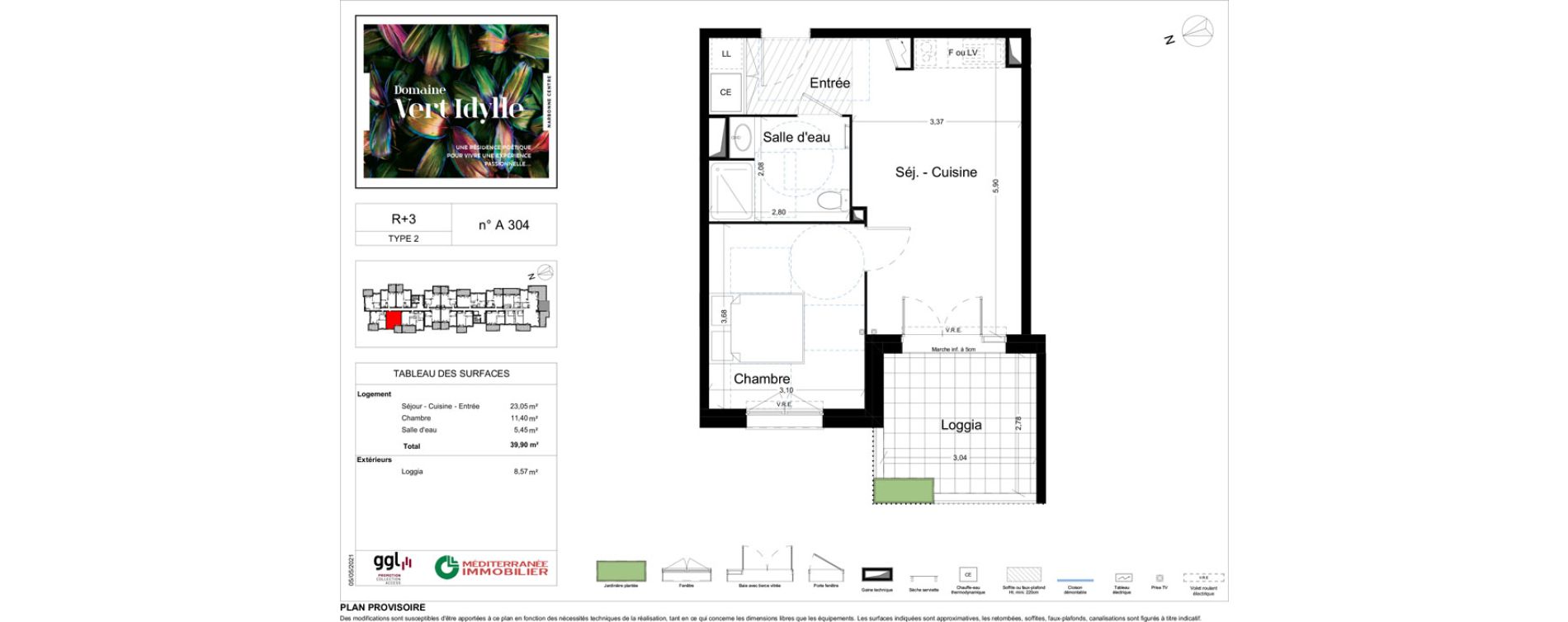 Appartement T2 de 39,90 m2 &agrave; Narbonne Centre
