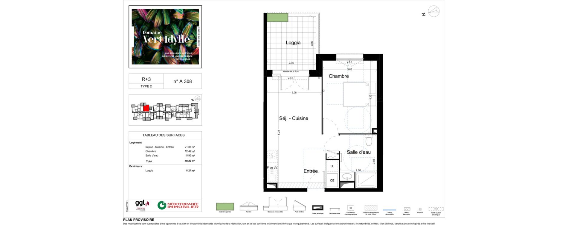 Appartement T2 de 40,20 m2 &agrave; Narbonne Centre