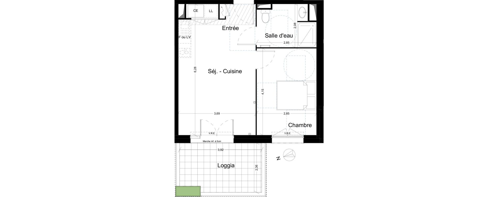 Appartement T2 de 39,80 m2 &agrave; Narbonne Centre