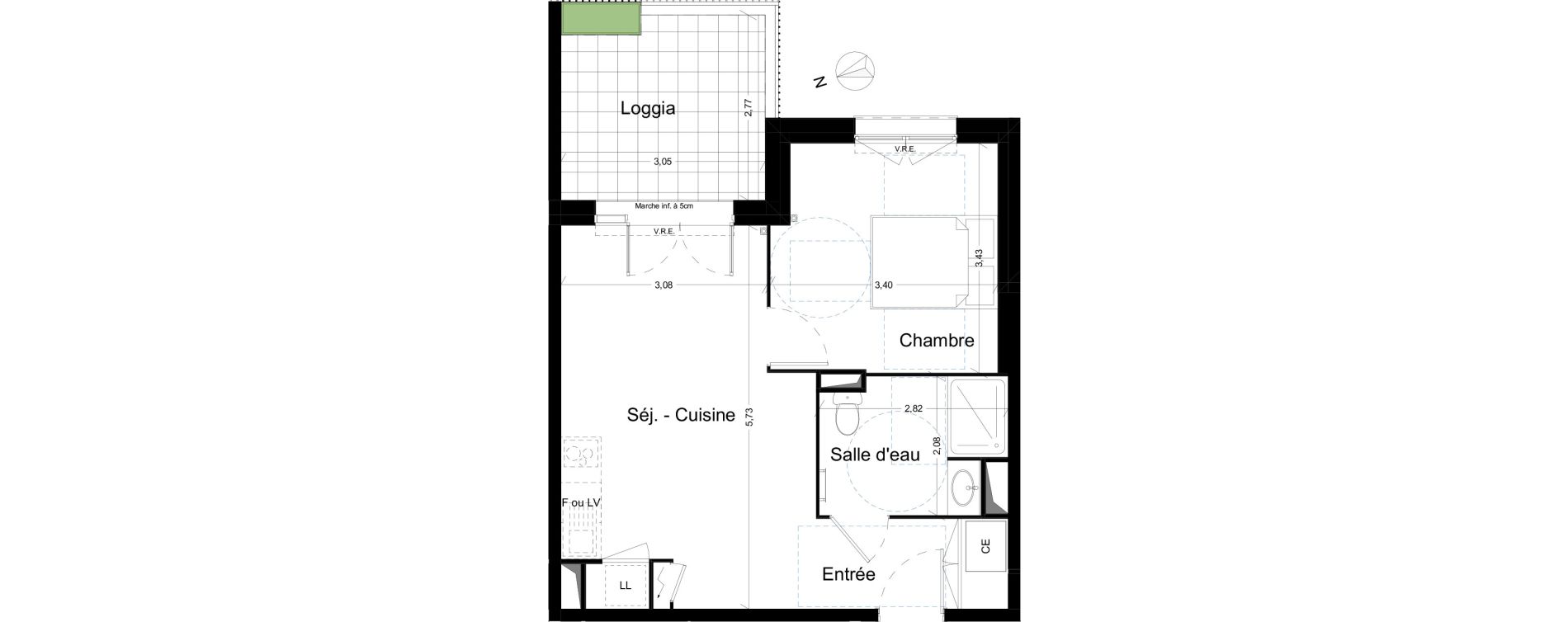 Appartement T2 de 40,13 m2 &agrave; Narbonne Centre