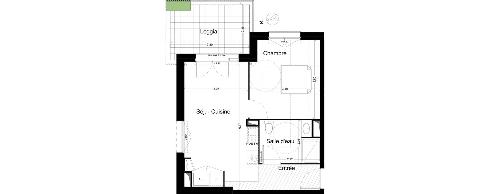 Appartement T2 de 41,35 m2 &agrave; Narbonne Centre