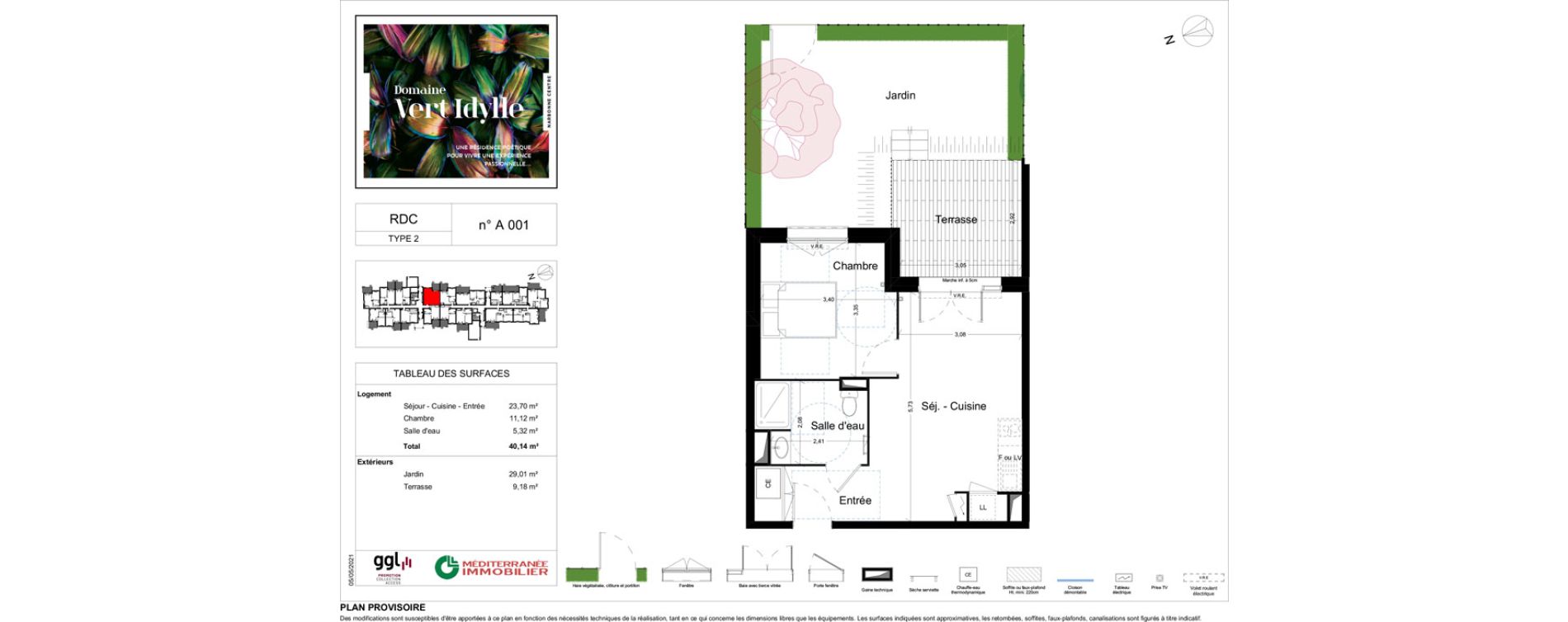Appartement T2 de 40,14 m2 &agrave; Narbonne Centre