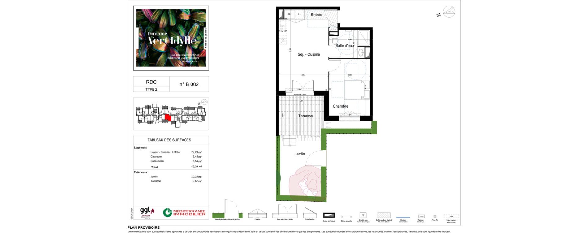 Appartement T2 de 40,20 m2 &agrave; Narbonne Centre