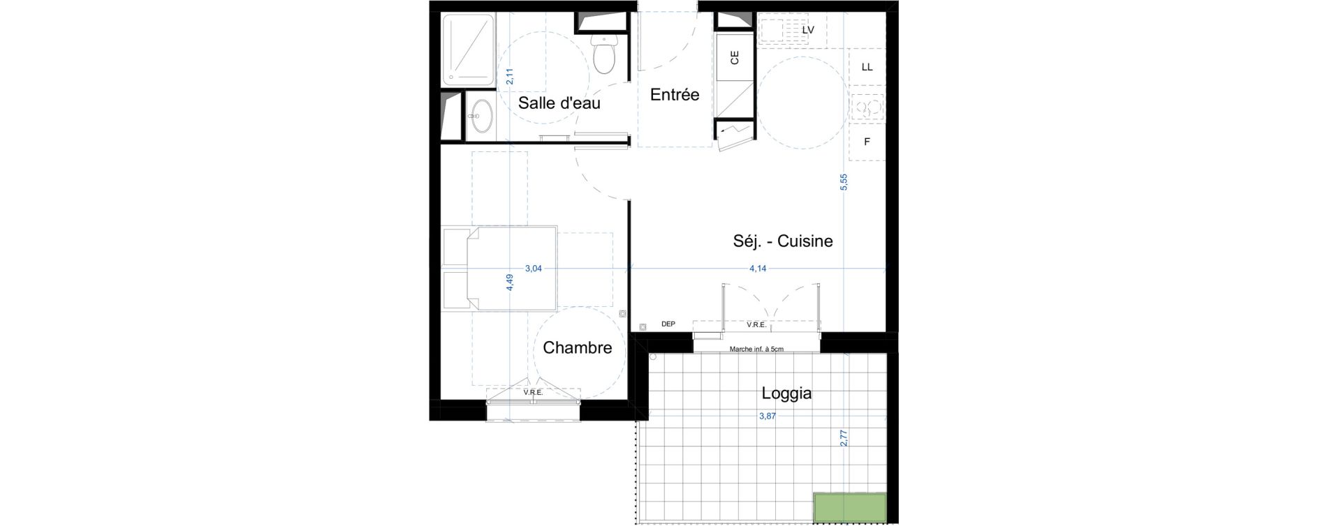 Appartement T2 de 39,38 m2 &agrave; Narbonne Centre