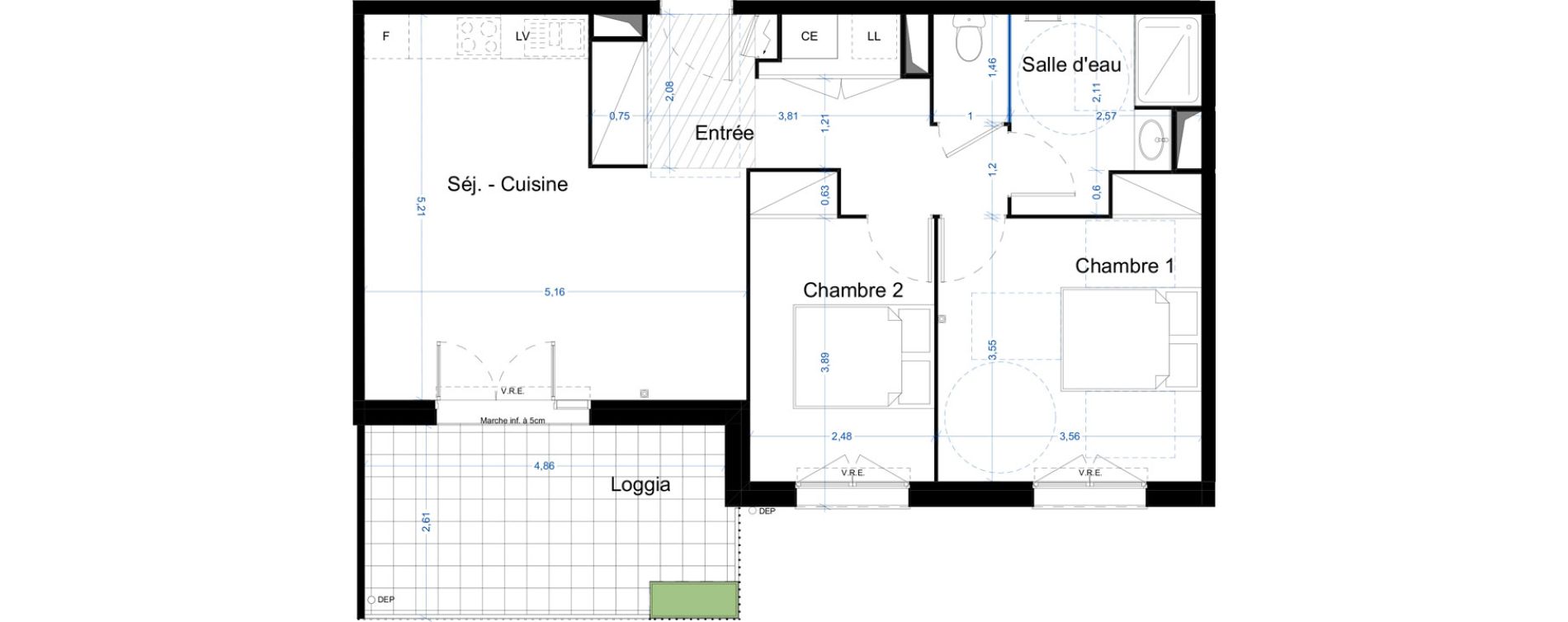 Appartement T3 de 63,21 m2 &agrave; Narbonne Centre