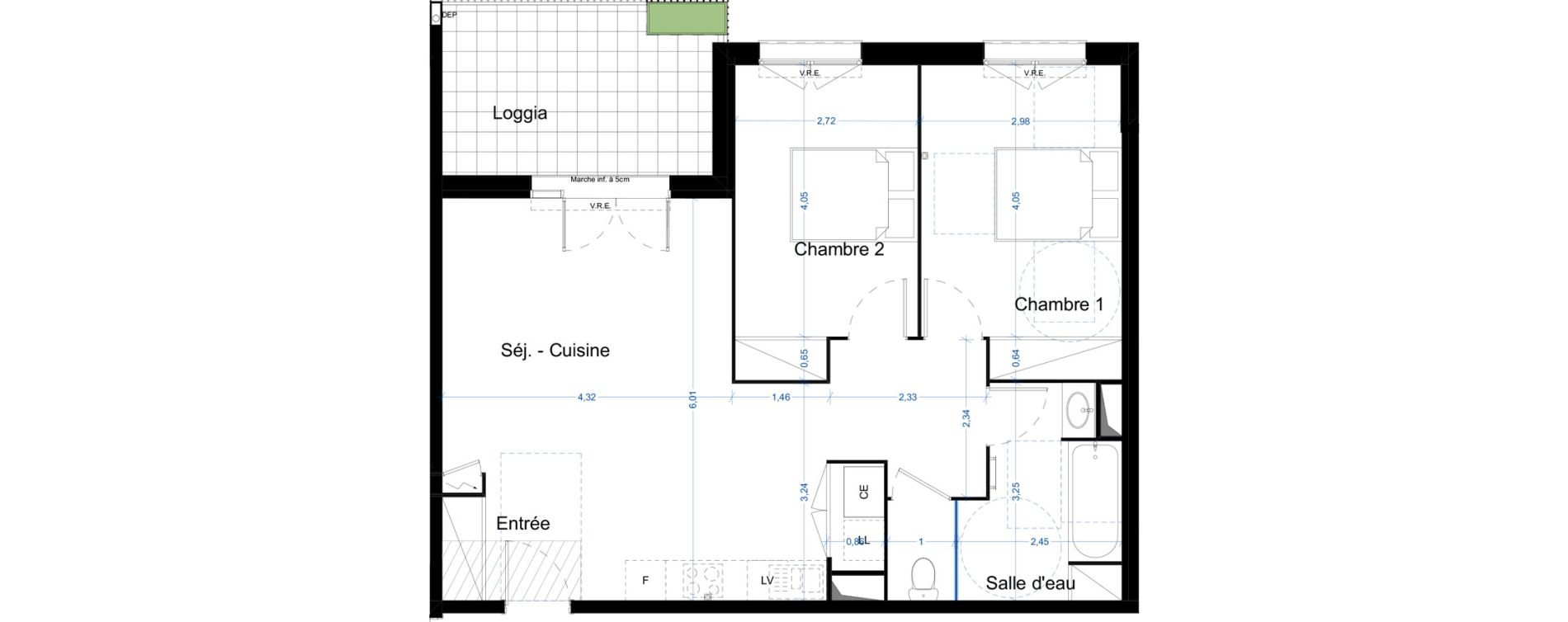 Appartement T3 de 70,24 m2 &agrave; Narbonne Centre