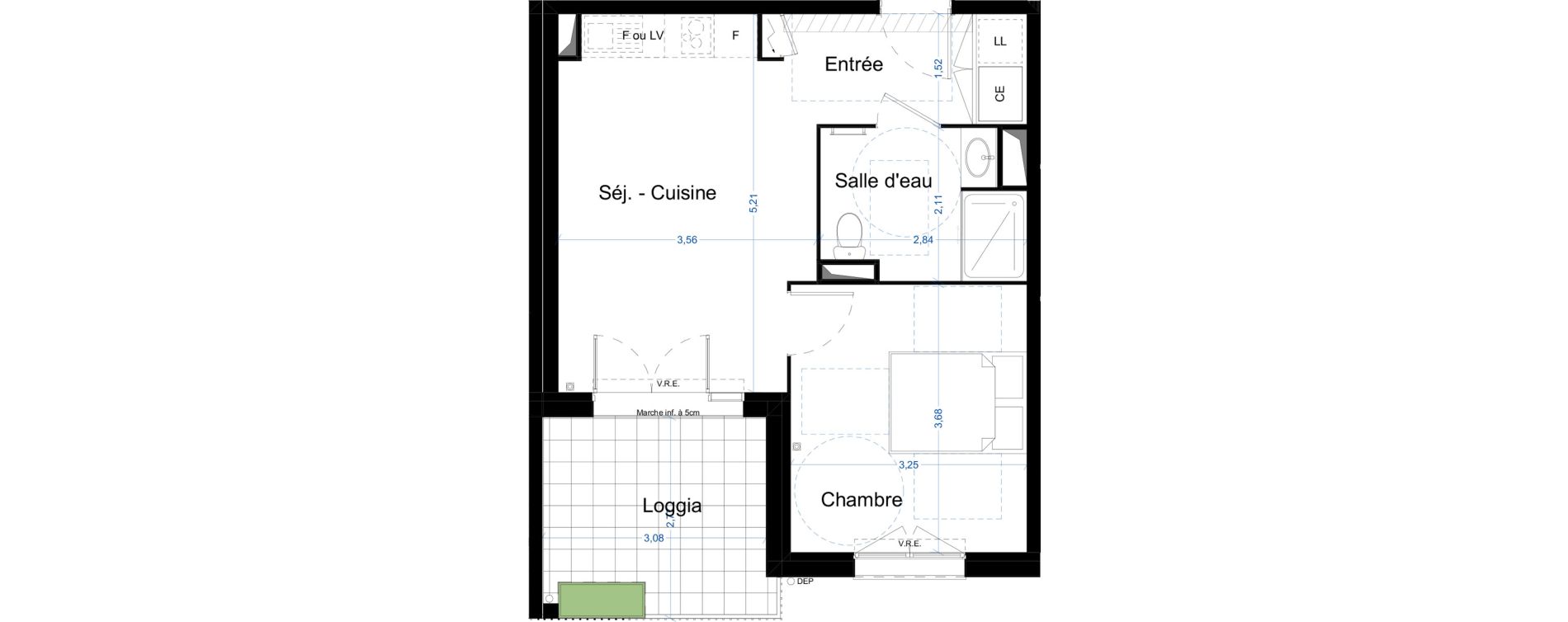 Appartement T2 de 39,21 m2 &agrave; Narbonne Centre