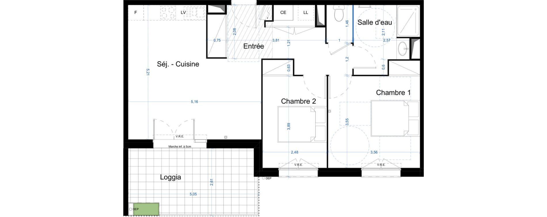 Appartement T3 de 63,21 m2 &agrave; Narbonne Centre