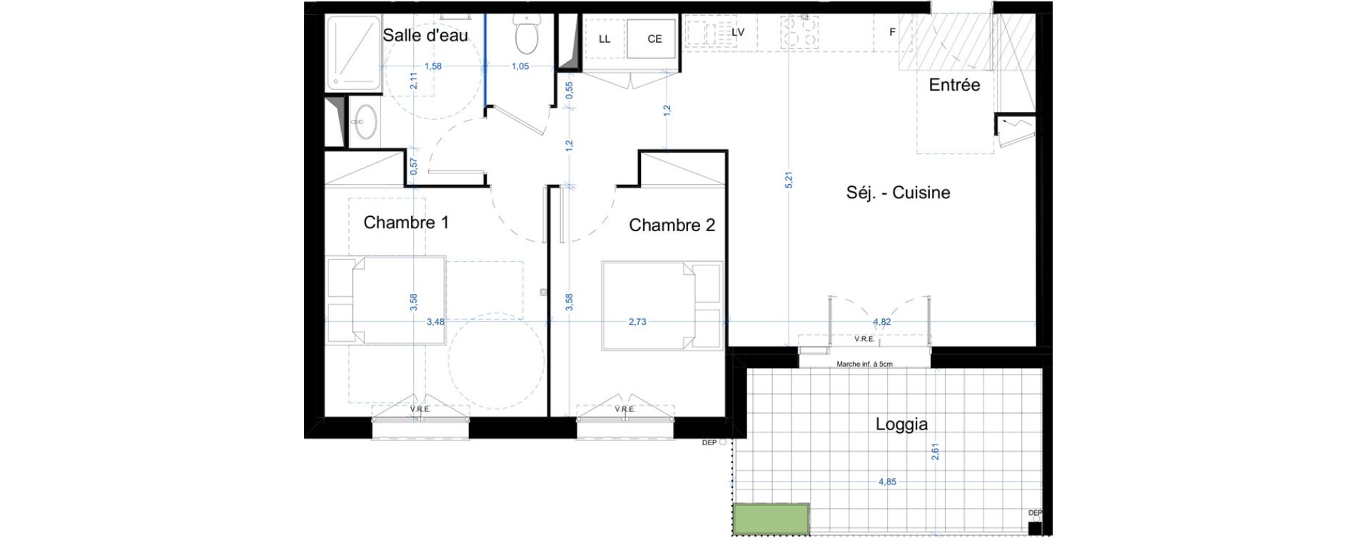 Appartement T3 de 62,88 m2 &agrave; Narbonne Centre