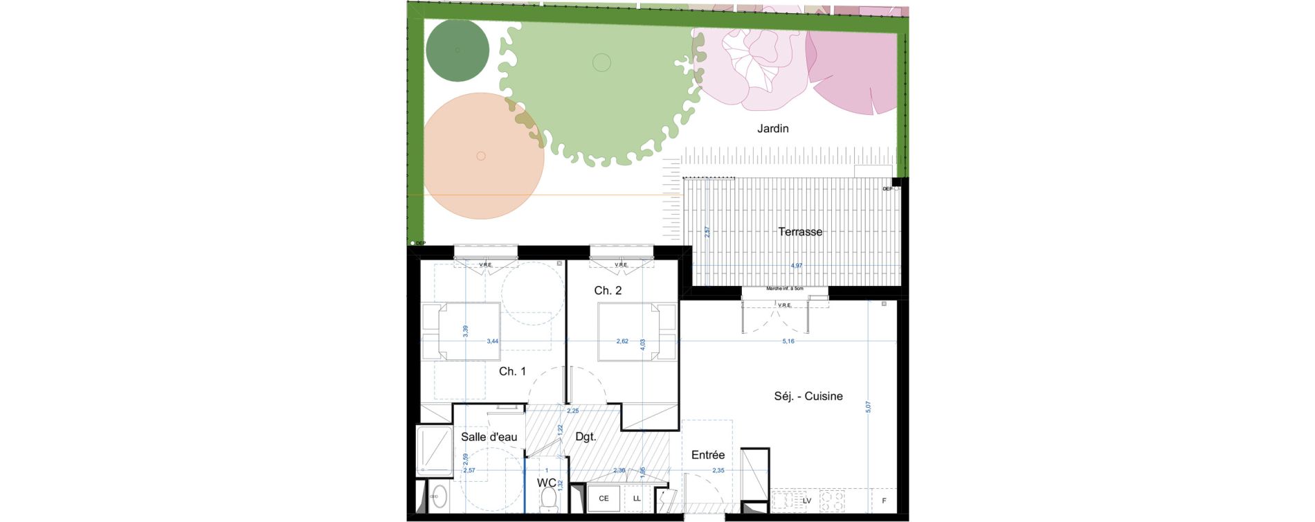 Appartement T3 de 61,37 m2 &agrave; Narbonne Centre