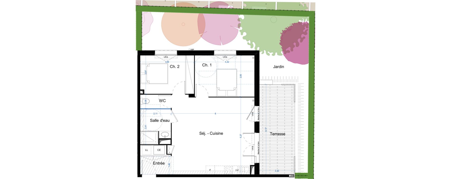 Appartement T3 de 61,91 m2 &agrave; Narbonne Centre