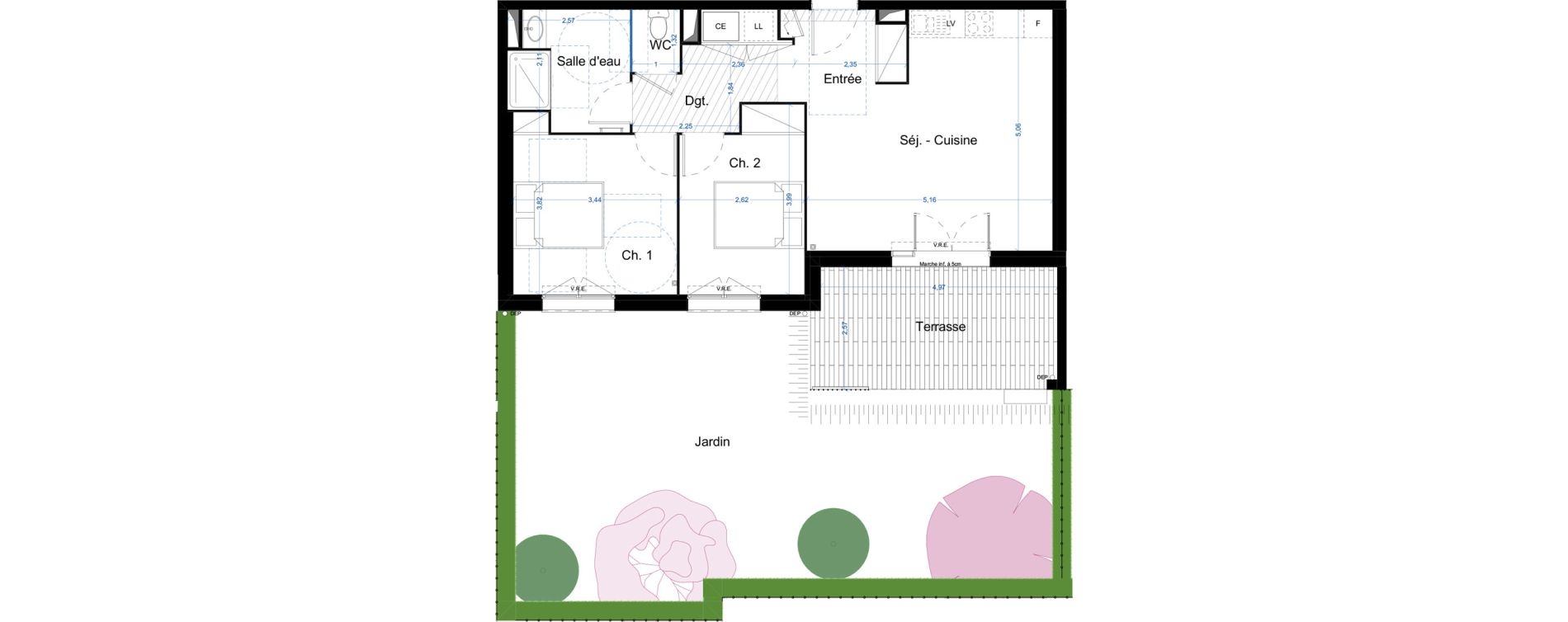 Appartement T3 de 61,11 m2 &agrave; Narbonne Centre