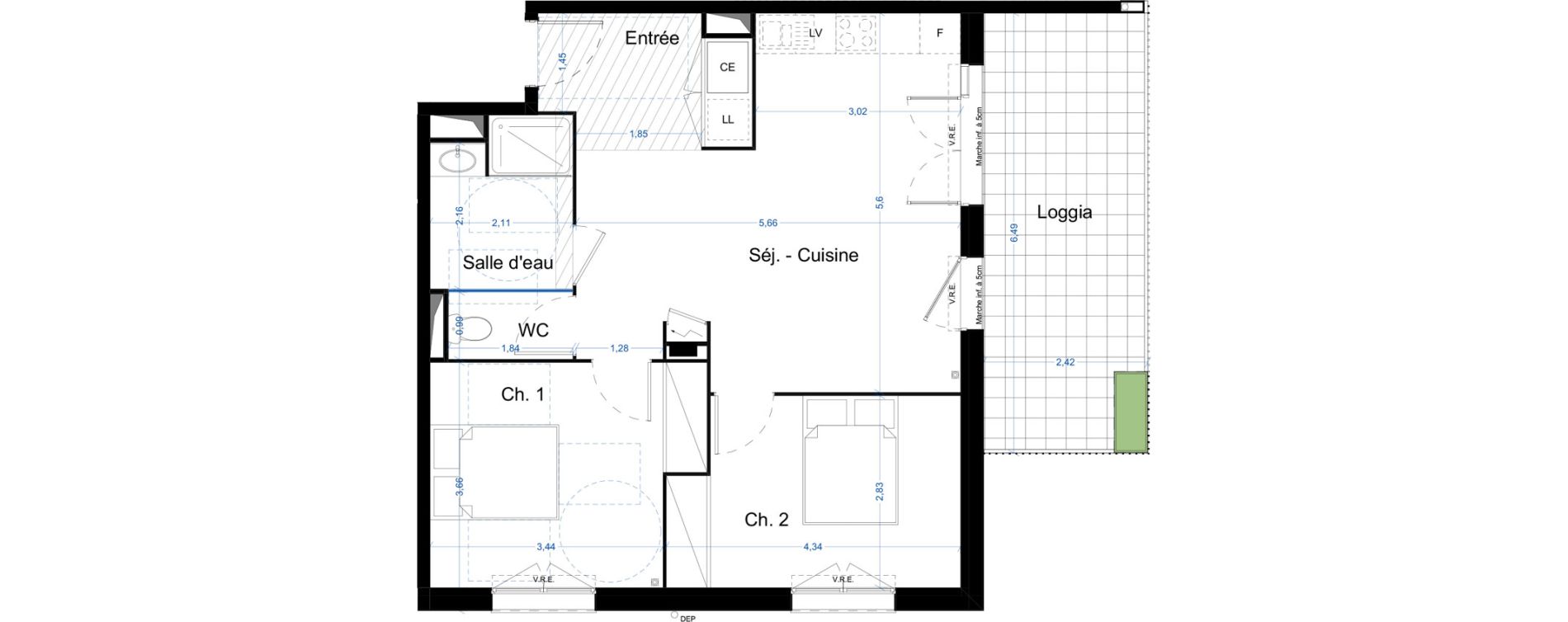 Appartement T3 de 61,58 m2 &agrave; Narbonne Centre